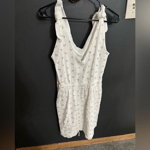 For Cynthia White Dress with Gold Palm Tree Print Sleeveless NEW Size Small - Picture 5 of 12